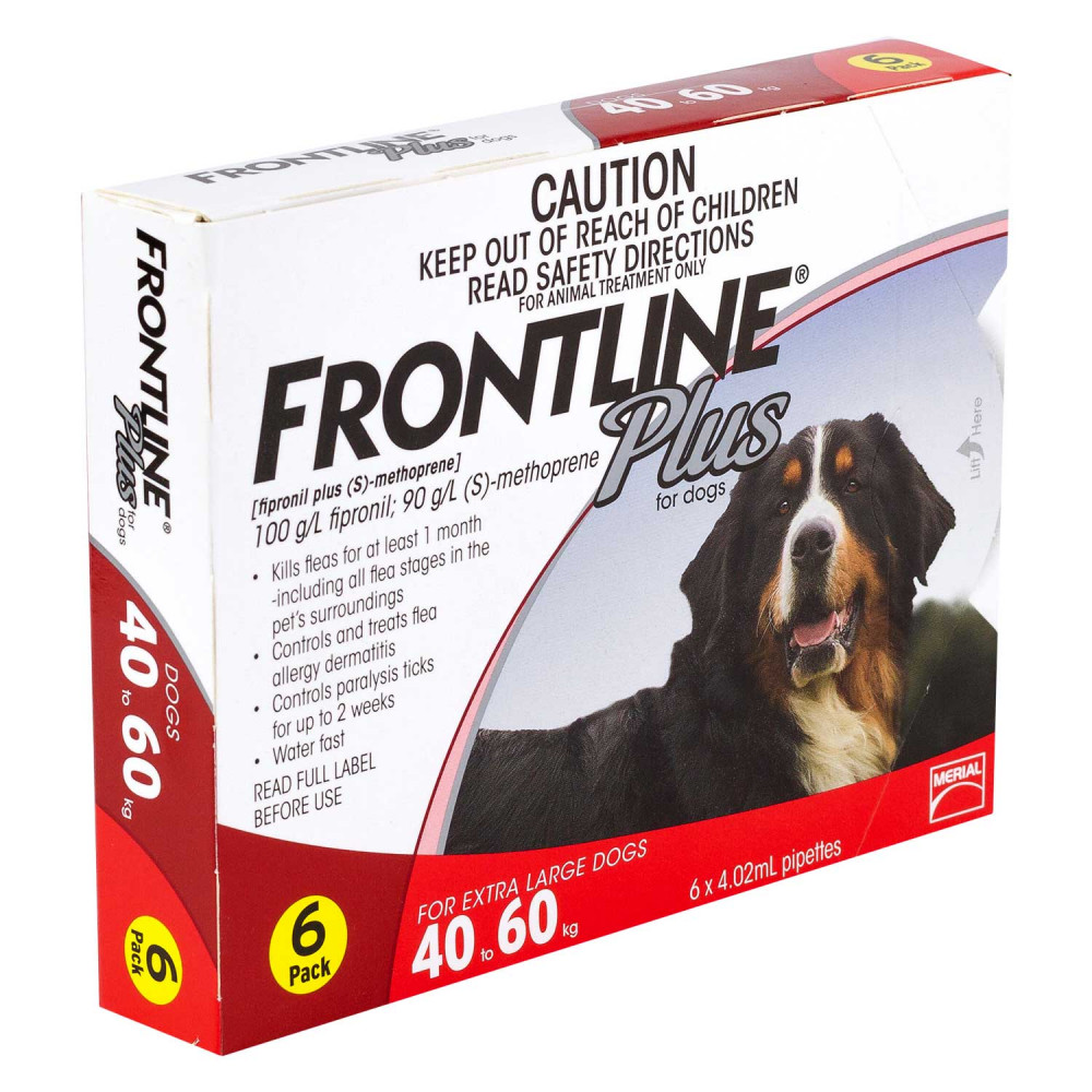 FRONTLINE Plus for Dogs Flea and Tick Treatment (Extra Large Dog  89-132 lbs.) Doses (Red Box)　並行輸入品
