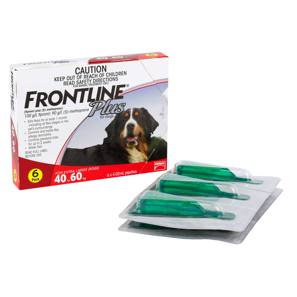 FRONTLINE Plus for Dogs Flea and Tick Treatment (Extra Large Dog  89-132 lbs.) Doses (Red Box)　並行輸入品